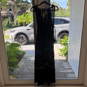 Ramy Brook Black Maxi Dress with Gold Accents